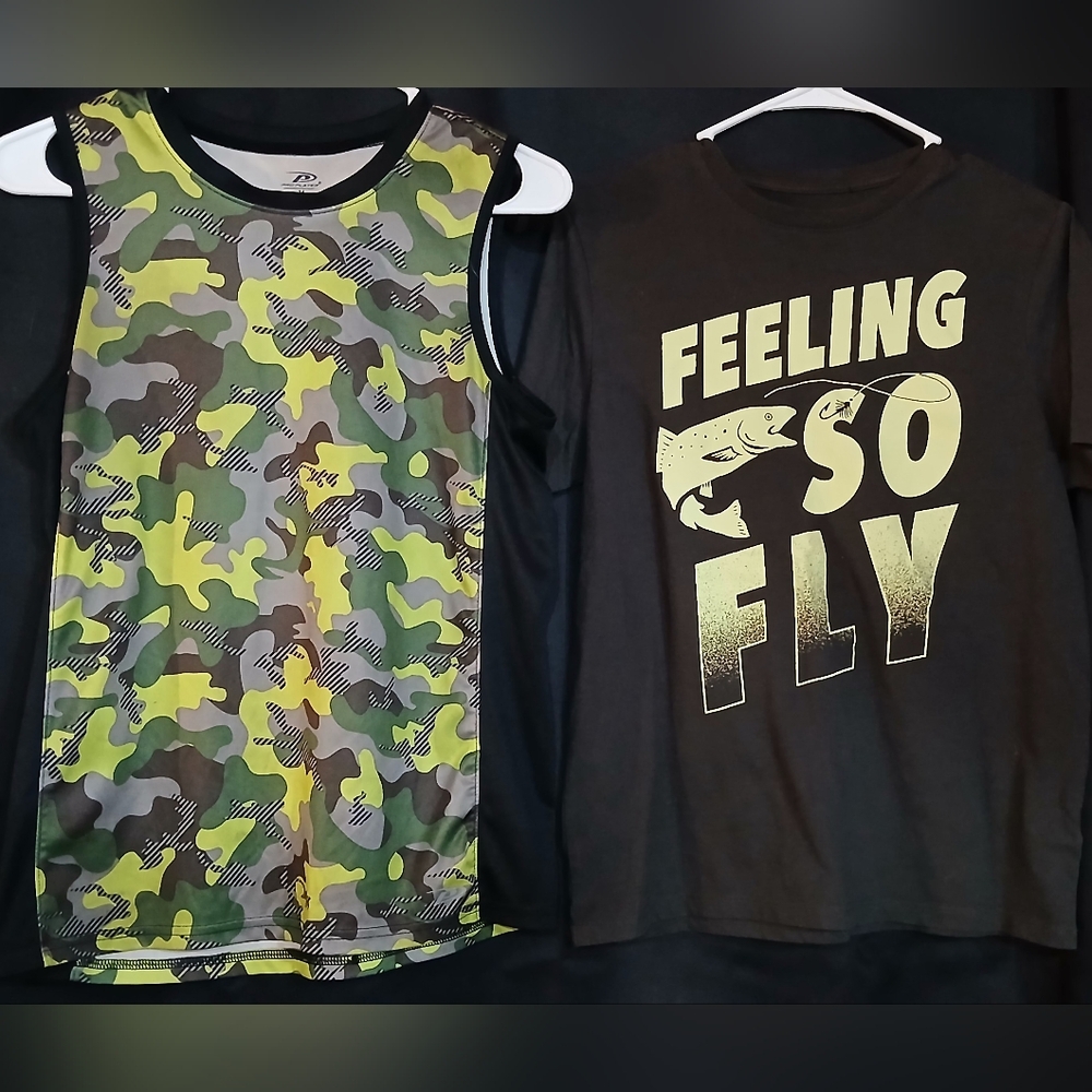 Camo Green and Black Kids Tank Top and Tee Set